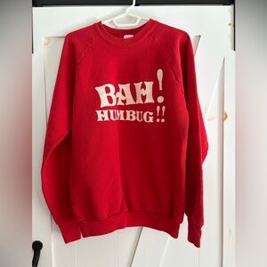 Vintage Christmas Sweatshirt red and white “Bah Humbug” Scrooge sweatshirt sz M